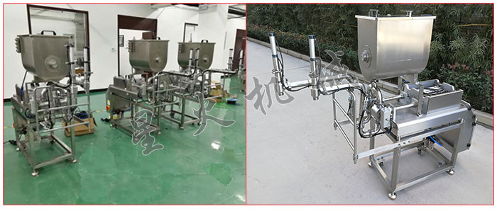 星火廠房雙頭臥式蝦醬灌裝機(jī)設(shè)備實拍